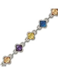 Sterling Silver Multicolor CZ Bracelet - 7 Inch