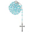 Light Blue Bead Rosary with Bicone Beads in 6mm - 28'' Necklace - 20'' Overall Length