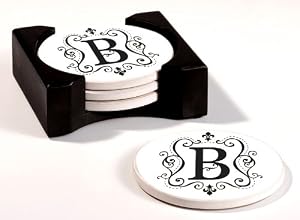Monogram Round Absorbent Coaster - B