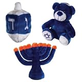 Plush Hanukkah Menorah, Dreidel, Yarmulke Teddy Dog Toys