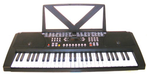 Black 54 Keys Digital Keyboard Student Electronic Piano – With notes Holder – Black – with AC Adapter & DirectlyCheap(TM) Translucent Blue Medium Pick