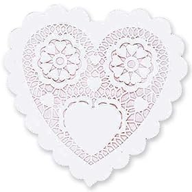 3.5 White Heart Doilies by Rubies