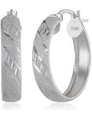 Sterling Silver Tarnish-Free Diamond-Cut Small Hoop Earrings (0.75" Diameter)