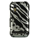 Motorola Photon 4G/MB855 Protector Case Phone Cover - Silver Zebra & Star