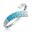 Ashley Arthur .925 Silver & Indicolite Crystal Split Bangle. Made with Swarovski Elements