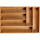 KD Organizers 6-Slot Bamboo Drawer Organizer: 17.75 x 12 x 2.5 in. Tray for Large Drawers