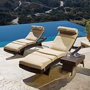 Portofino Signature 3-piece Lounge Set with Cushions Includes: 2 Chaise Loungers, Side Table, Sunbrella® Fabric Bolsters and Cushions