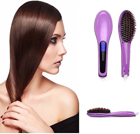 Hair Brush Straightener Professional LCD Display,Anti Scald ,Zero Damage ,Hair Brush Detangling ,Hair Brush Electric Comb Hair Straightening Irons ,Instant Magic Silky Straight Hair Styling (Purple )