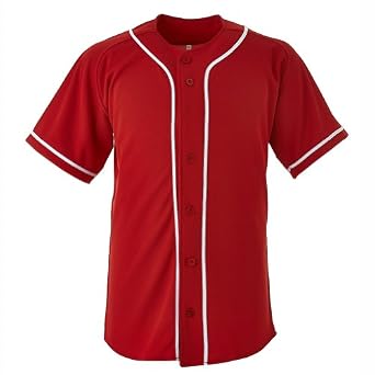 red button up baseball jersey