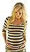Mommylicious Black and Tan Striped Seamless Scoop Neck Maternity Top (Black Tan Striped)