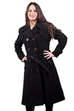 Womens Wool & Cashmere Black Double Breasted Trench Coat