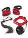 Doin time in the bedroom was never more fun. Playful red and black restraints, collar and slinky rubber whip are all guilty of pleasure in the third degree. Everyone might be innocent, but they always give in to the guilt of the Lover`s Prisoner Kit