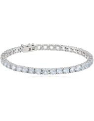10K Gold 4mm Created Aquamarine Tennis Bracelet