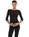 PattyBoutik Mama Trimmed Boat Neck Long Sleeve Maternity Tunic (Black L)