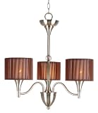 Eurofase 17112-031 Yorkton 3-Light Chandelier - Satin Nickel Brown Silk
