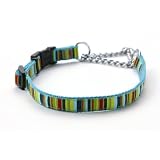 【小型犬用しつけ首輪】アミット バックル付きの装着しやすいハーフチェーンカラー Sサイズ 色:105　しま柄