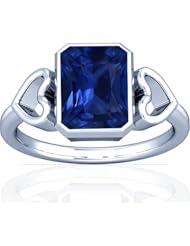 14K White Gold Emerald Cut Blue Sapphire Solitaire Ring