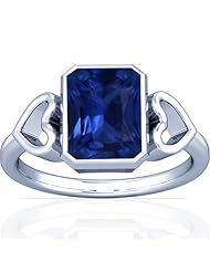 Platinum Emerald Cut Blue Sapphire Solitaire Ring
