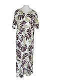 Round Neck Long Dress - Bold Banana Leaf Caftan Kaftan Style Hawaiian Aloha Evening Pullover Dress in Brown & Olive on White - 4X Plus