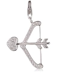 VINANI brand Germany 925 Sterling Silver Charm Pendant Bow and Arrow shiny Zirconia white HLBO