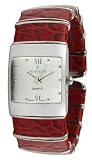 Peugeot Women's PQ2852-RD Silver-Tone Red Cuff Watch