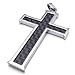 KONOV Carbon Fiber Stainless Steel Mens Cross Necklace Pendant, Black Silver, 24 inch Chain