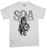 Sons Of Anarchy Logo Grim Reaper Cracked TV Show T-Shirt Select Shirt Size: XL, white