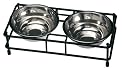 PET RAGIOUS CONTEMPO FEEDER SET 2 S/S BLACK BOWLS