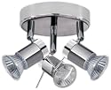 Chrome Finish Halogen Bathroom Ceiling Lights with 3 Spotlights IP44