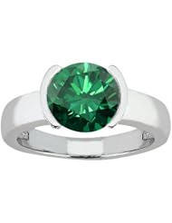 1.35 Ct Round Green SI1/SI2 Diamond 14K White Gold Ring