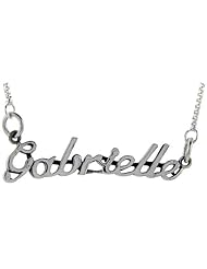 Sterling Silver GABRIELLE Name Necklace 3/8 inch, 17 inches long