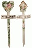 Yard Lawn Welcome Sign In The Form Of A Heart Or Birdhouse With Heart And Very Detailed Hand Painted Accents 31"