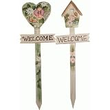 Yard Lawn Welcome Sign in the Form of a Heart or Birdhouse with Heart and Very Detailed... by Decorative Yard And Lawn Ground Stake Welcome Sign