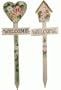Yard Lawn Welcome Sign in the Form of a Heart or Birdhouse with Heart and Very Detailed Hand Painted Accents 31 Inches