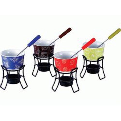 BERGNER 12 tlg. Schokoladen-Fondue-Set mit Teelichtern 