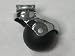 Swivel spherical wheel caster with chrome plating, 2 diameter polyolefin wheel with plain bearing. 1 3/16 x 2 top plate. 90 pound load capacity.