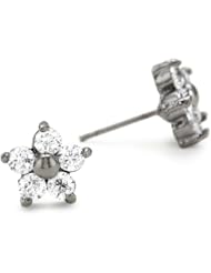 Betsey Johnson Crystal and Hematite-Color Star Flower Stud Earrings