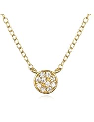 White CZ Scattered Mini Round Plate Necklace in GP-18"