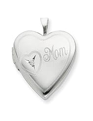 Sterling Silver 20mm Mom With Diamond Heart Locket