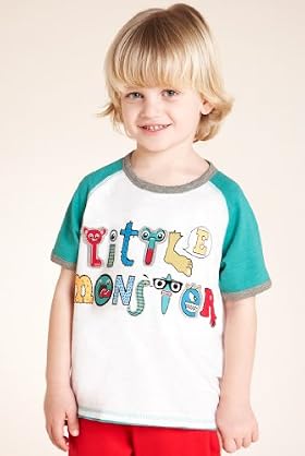 Pure Cotton Crew Neck Little Monster T-Shirt
