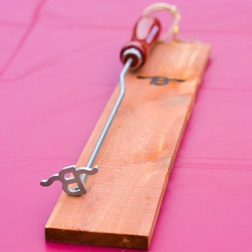 Single Letter Western Steak Branding Iron w/ Hanging Board - Letter B