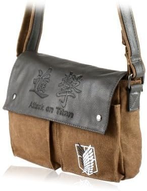 Sky Buddy Anime Attack on Titan Print Canvas & Faux Leather Shoulder Bag by Sky Buddy Toys