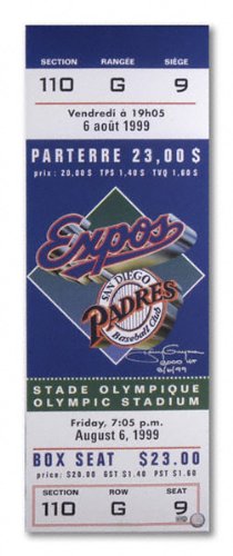Tony Gwynn San Diego Padres Autographed Mega Ticket with 3000 Hits 8-6-99 Inscription