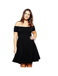 Plus Size Pleated Backless Fit-and-Flare Off the Shoulder Above the Knee  Dress