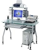 Deluxe Ergonomic Frosted Tempered Glass Computer Desk