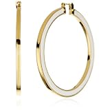 Trina Turk 50mm Enamel Gold And White Hoop Ear