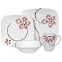 Corelle Square 16-Piece Dinnerware Set, Service for 4, Pretty Pink