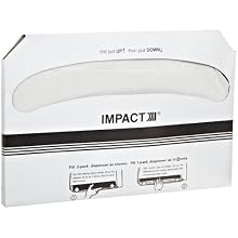 Impact 1125 Toilet Seat Cover, 15" Length x 10-1/2" Width x 1" Height, White (Case of 2500)