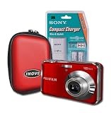 Fuji AV130 Red 12mp Digital Camera Bundle Including Inov8 Red Hard Camera Case & Sony AA Baterry Charger With 2 x AA Sony Batteries(Pre-Charged)