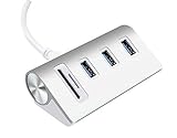 Cateck 2スロットカードリーダーコンボ搭載バス電源供給 USB 3.0 3ポートハブ (iMac、MacBook Air、MacBook Pro、MacBook、Mac Mini、PC、ラップトップ対応)